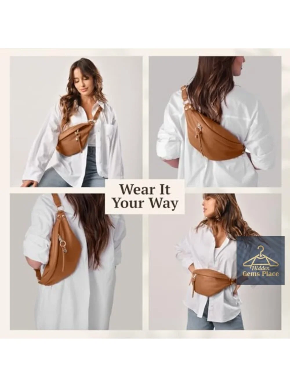 RFID Anti Theft Crossbody Bag with Adjustable Strap Vegan Leather Multiple